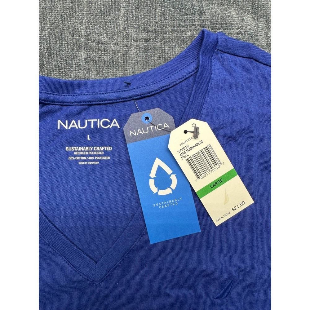 Nautica Mens Sustainably Crafted Super Soft V-Neck T-Shirt Marina Blue Large NEW - Picture 9 of 10